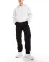 Dr Denim Rush regular fit chino trouser pants with elastic waistband and drawstring in clean black