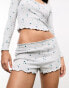 Фото #4 товара Boux Avenue emerald star print ribbed top and short nightwear set in grey