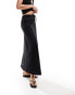 Фото #5 товара Mango linen mix midi skirt in black