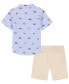 ფოტო #2 პროდუქტის Little Boys Short Sleeve Printed Oxford Shirt and Twill Shorts, 2 Piece Set