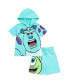 Фото #1 товара Boys Mickey Mouse Lion King Cars Monsters Inc. Hooded T-Shirt and French Terry Shorts Outfit Set to