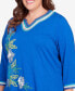 Plus Size Tradewinds Asymmetric Flower Crochet Trim Top