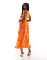 Фото #2 товара AX Paris sleeveless cut out midi dress in orange zebra print