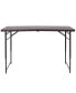 4-Foot Height Adjustable Bi-Fold Dark Gray Plastic Folding Table With Handle