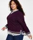 Фото #3 товара Plus Size Layered-Look Cotton Sweater