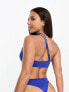 ASOS DESIGN Tall one shoulder asymmetric cut out swimsuit in cobalt blue