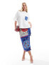 Never Fully Dressed Jaspre wrap midaxi skirt co-ord in blue bandana print blue bandana, 40 - фото #5