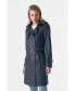 ფოტო #1 პროდუქტის Women's Genuine Leather Trench Coat, Navy