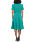 ფოტო #2 პროდუქტის Women's Puff-Sleeve Tab-Detail Fit & Flare Dress