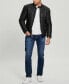 ფოტო #6 პროდუქტის Men's Stretch Faux Leather Biker Collar Jacket