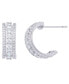 ფოტო #2 პროდუქტის Cubic Zirconia Triple Row Half Hoop Silver Plate Earrings