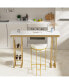 55.1" Modern Straight Bar Table With Shelves In& Gold