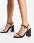 River Island embossed block heeled sandal in black