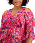 Фото #5 товара Платье макси рифленое Tahari Plus Size Printed Cold-Shoulder