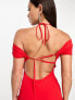 Фото #5 товара ASOS DESIGN Tall cap sleeve strappy open back bias maxi dress in red