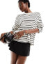 Фото #1 товара Monki oversize long sleeve top in mono stripe