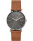 ფოტო #1 პროდუქტის Men's Signatur Brown Leather Strap Watch 40mm