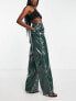 Фото #1 товара AFRM wide leg faux leather cargo trouser in dark green