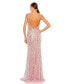 Women's Embellished Plunge Neck Sleeveless Trumpet Gown