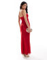 Фото #3 товара ASOS DESIGN mesh cami midi dress with curvy neckline in red