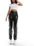 Фото #7 товара River Island shiny croc effect straight leg trouser in black