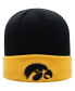 Фото #1 товара Men's Black, Gold Iowa Hawkeyes Core 2-Tone Cuffed Knit Hat