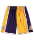 Men's Gold, Purple Los Angeles Lakers Big and Tall Hardwood Classics Split Swingman Shorts