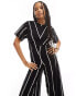 ASOS DESIGN ruched side jumpsuit with wide leg in stripe