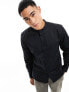 New Look long sleeve grandad shirt in black