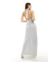 Фото #4 товара TFNC Bridesmaid chiffon halter neck pleated maxi dress in silver