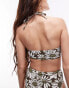 Фото #4 товара Topshop halter neck bikini top in khaki daisy print