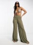 South Beach oversized beach trouser in khaki