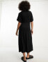 Фото #3 товара ASOS DESIGN flutter sleeve midi tea dress with buttons in black