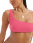 Mango one shoulder bikini top in pink