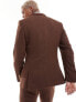 Фото #7 товара ASOS DESIGN wedding skinny wool mix suit jacket in brown basketweave texture