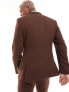 ASOS DESIGN wedding skinny wool mix suit jacket in brown basketweave texture