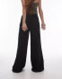 Фото #3 товара Topshop textured beachy wide leg trousers in black