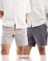 Фото #1 товара ASOS DESIGN 2 pack slim chino shorts in stone and charcoal save