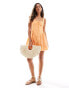 ASOS DESIGN corset bodice mini sundress with lace trims in washed orange