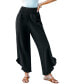 ფოტო #1 პროდუქტის Women's Black Smocked Waist Straight Leg Ruffle Pants