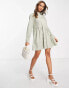 Фото #4 товара ASOS DESIGN cotton mini smock shirt dress in khaki