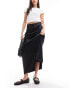 Фото #2 товара Miss Selfridge liquid satin bias maxi skirt in black
