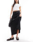 Фото #1 товара Miss Selfridge liquid satin bias maxi skirt in black