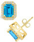 ფოტო #1 პროდუქტის Topaz (4 ct. t.w.) and Diamond (3/8 ct. t.w.) Halo Stud Earrings in 14K Yellow Gold