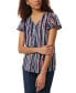 Фото #1 товара Petite Dot-Striped Flutter-Sleeve V-Neck Top