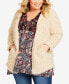 ფოტო #1 პროდუქტის Plus Size Lotus Fluffy V-neck Jacket