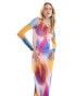 Vero Moda Tall long sleeved mesh dress in blurred multi print