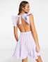 Vila frill detail tie back mini dress in lilac