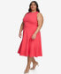 Фото #3 товара Plus Size Sleeveless Jewel-Neck Dress