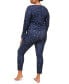 ფოტო #2 პროდუქტის Audra Women's Plus-Size Pajama Long Sleeve Top & Legging Set